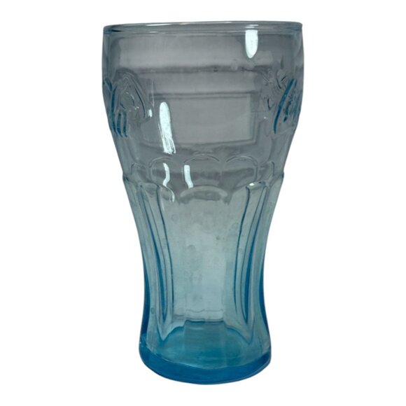 Coca-Cola Embossed Blue Glass Tumbler 16 Oz Vintage Style Drinkware - Picture 2 of 6